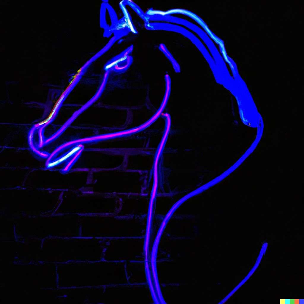 a horse, neon art
